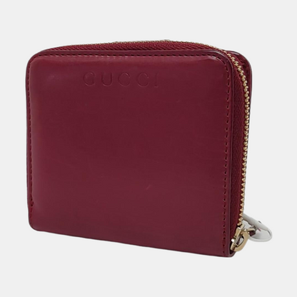 GUCCI Burgundy Leather Embossed Wallet Golden hardware-(SKU)-959773258