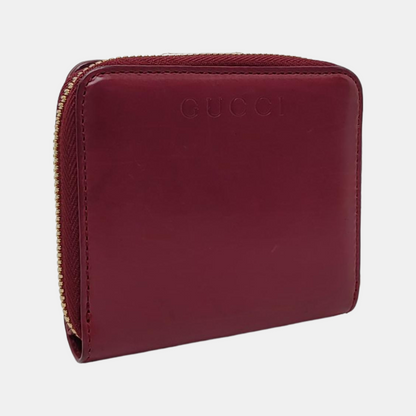 GUCCI Burgundy Leather Embossed Wallet Golden hardware-(SKU)-959773258