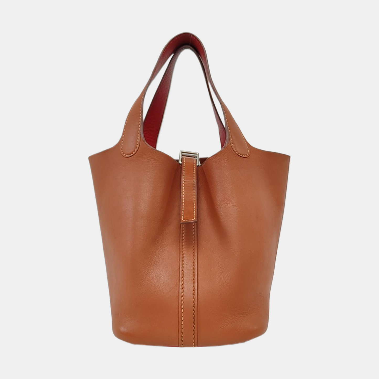 HERMÈS Picotin 18 Maple Brown Calfskin Handbag Silver Hardware 🄷 Engraving-(SKU)-959654891