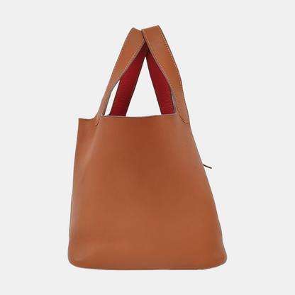 HERMÈS Picotin 18 Maple Brown Calfskin Handbag Silver Hardware 🄷 Engraving-(SKU)-959654891