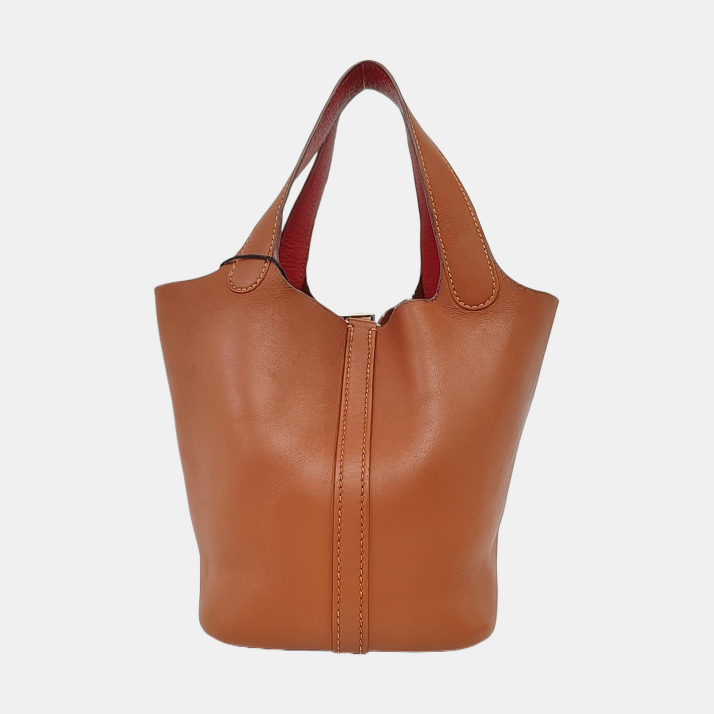 HERMÈS Picotin 18 Maple Brown Calfskin Handbag Silver Hardware 🄷 Engraving-(SKU)-959654891