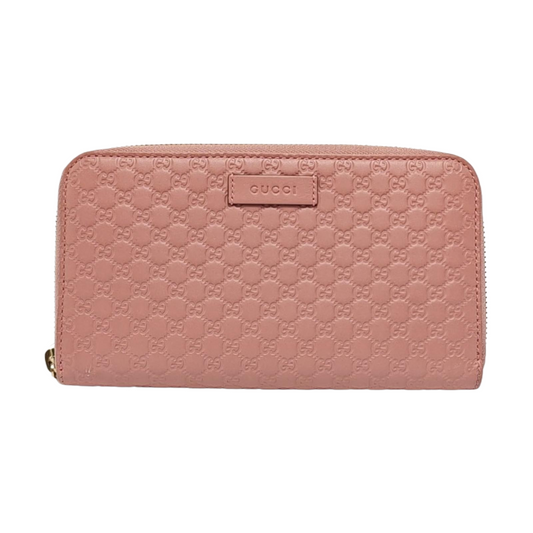 GUCCI Nude Pink Cowhide Monogram Embossed Wallet Golden hardware-(SKU)-959388566