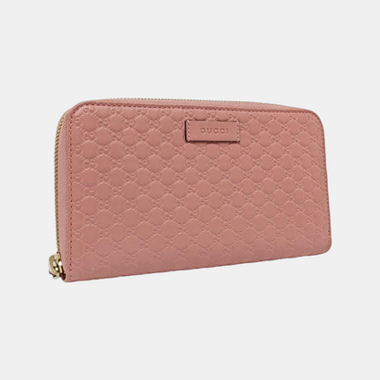 GUCCI Nude Pink Cowhide Monogram Embossed Wallet Golden hardware-(SKU)-959388566