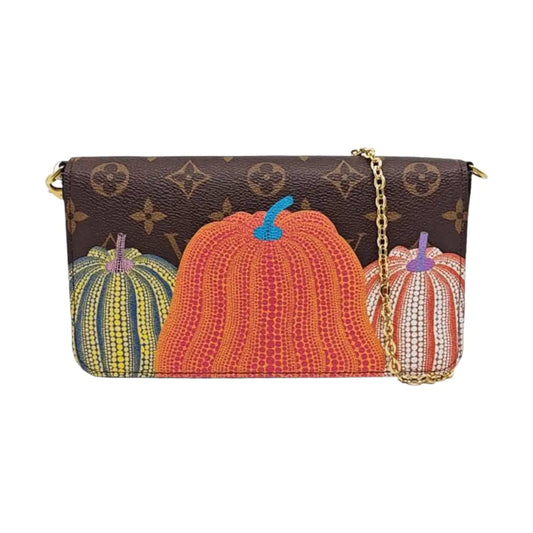 LOUIS VUITTON FÉLICIE, brown coated canvas monogram printed shoulder bag, handbag, crossbody bag with golden hardware and removable shoulder strap-(SKU)-959803046