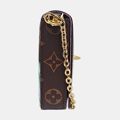 LOUIS VUITTON FÉLICIE, brown coated canvas monogram printed shoulder bag, handbag, crossbody bag with golden hardware and removable shoulder strap-(SKU)-959803046