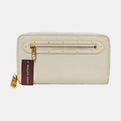 LOUIS VUITTON White Cowhide Stud Wallet Golden hardware-(SKU)-959603399