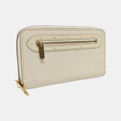 LOUIS VUITTON White Cowhide Stud Wallet Golden hardware-(SKU)-959603399