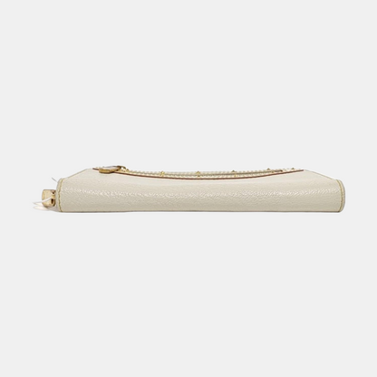 LOUIS VUITTON White Cowhide Stud Wallet Golden hardware-(SKU)-959603399