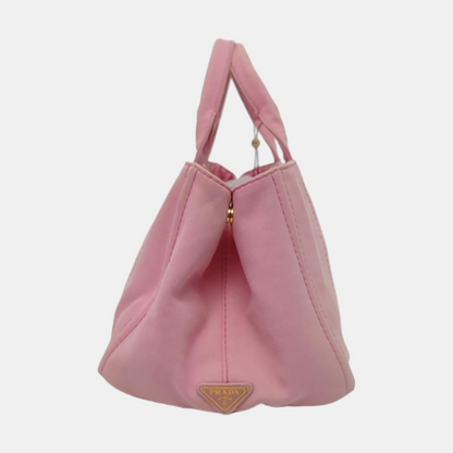 PRADA Denim Pink Canvas Printed Quilted Handbag Golden hardware-(SKU)-959457945