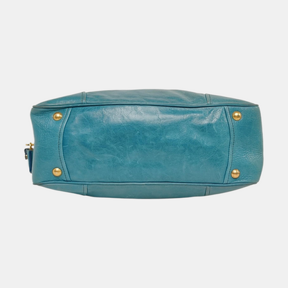 PRADA Tote bag Light Blue Cowhide Crossbody Tote Shoulder Bag Golden hardware Removable shoulder strap-(SKU)-959563238