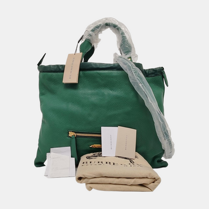 BURBERRY Green Leather Single Shoulder Bag Golden hardware Removable shoulder strap-(SKU)-959430773