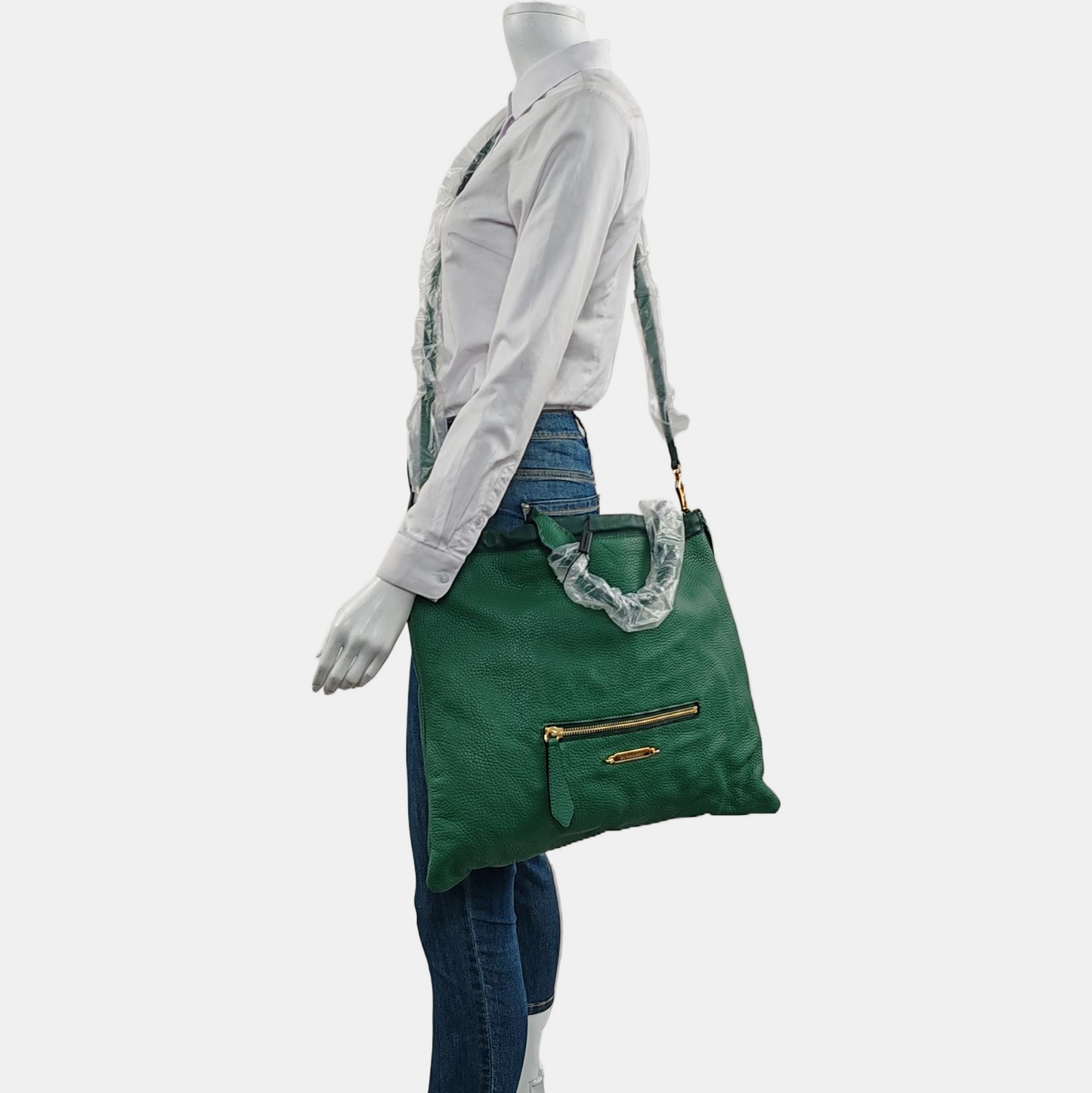 BURBERRY Green Leather Single Shoulder Bag Golden hardware Removable shoulder strap-(SKU)-959430773
