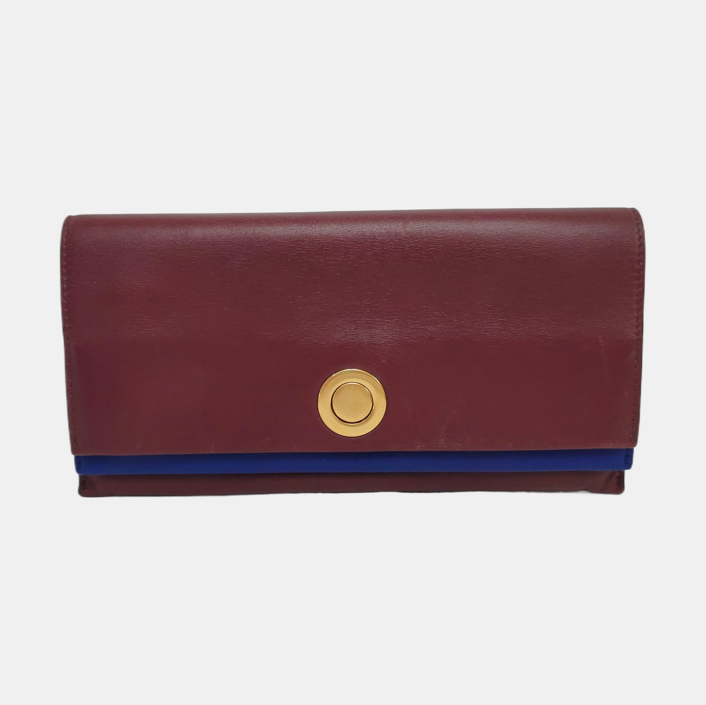 CELINE Burgundy Calfskin Leather Wallet Golden hardware-(SKU)-959515979