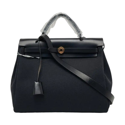 HERMÈS Herbag 31 Black Canvas Crossbody Shoulder Bag with Gold Hardware, Y, Detachable Strap with Pouch-(SKU)-959733479