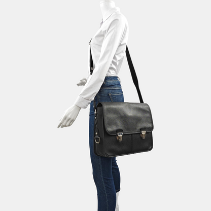 LOUIS VUITTON ALEX Black Cowhide Single Shoulder Bag Crossbody Bag Silver Hardware-(SKU)-959606640