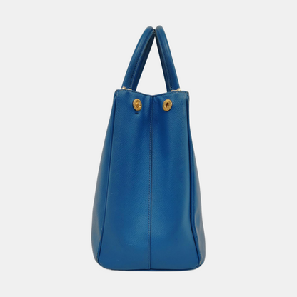 PRADA Galleria Large size Dark Blue Cowhide Logo Crosshatch Killer Bag Single Shoulder Bag Golden hardware Removable shoulder strap-(SKU)-959580601
