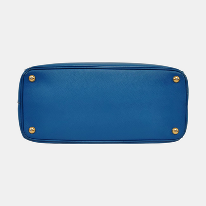 PRADA Galleria Large size Dark Blue Cowhide Logo Crosshatch Killer Bag Single Shoulder Bag Golden hardware Removable shoulder strap-(SKU)-959580601