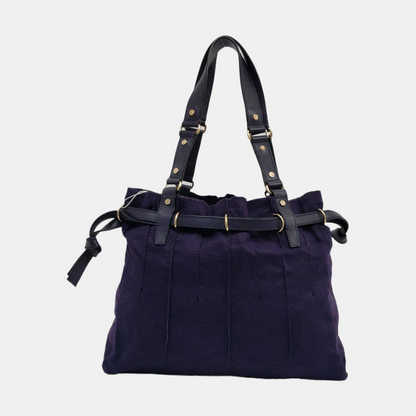 CELINE Tote bag Dark Blue Canvas Shoulder Bag Tote Golden hardware-(SKU)-959916970