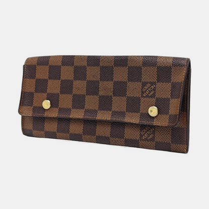 LOUIS VUITTON GRAPHITE LONG Brown Coated Canvas Checkered Wallet Golden hardware-(SKU)-959718998