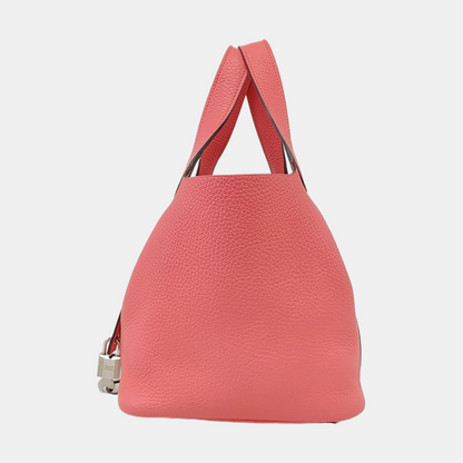 HERMÈS Picotin Lock 18 Lipstick Pink Clemence Leather Market Basket Tote Bag with Silver Hardware A-(SKU)-959918692