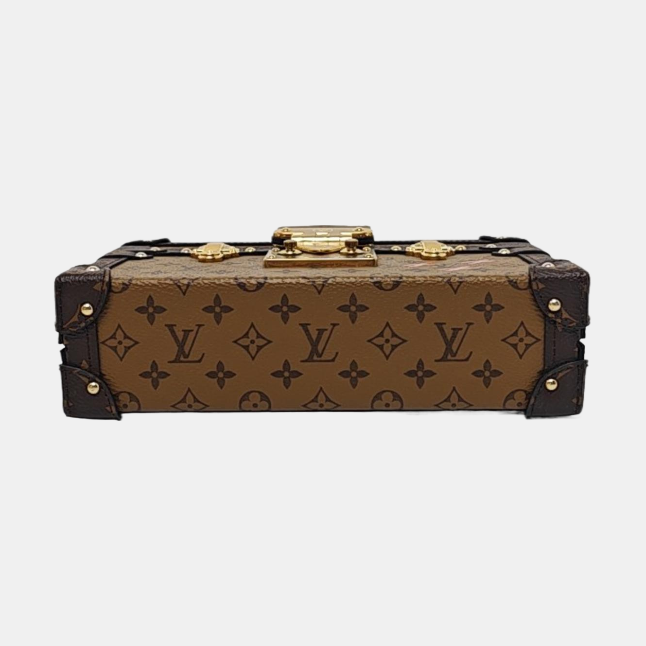 LOUIS VUITTON PETITE MALLE Brown Coated Canvas Monogram Crossbody Shoulder Bag Golden Hardware Removable Strap-(SKU)-959935401