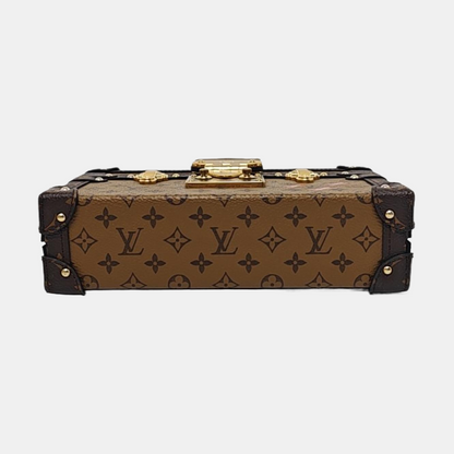 LOUIS VUITTON PETITE MALLE Brown Coated Canvas Monogram Crossbody Shoulder Bag Golden Hardware Removable Strap-(SKU)-959935401