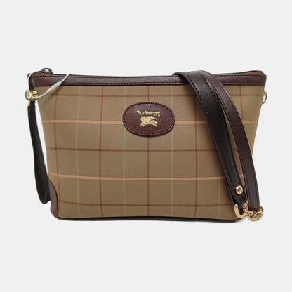 BURBERRY Light Green Canvas Clutch Brown Hardware-(SKU)-959766282