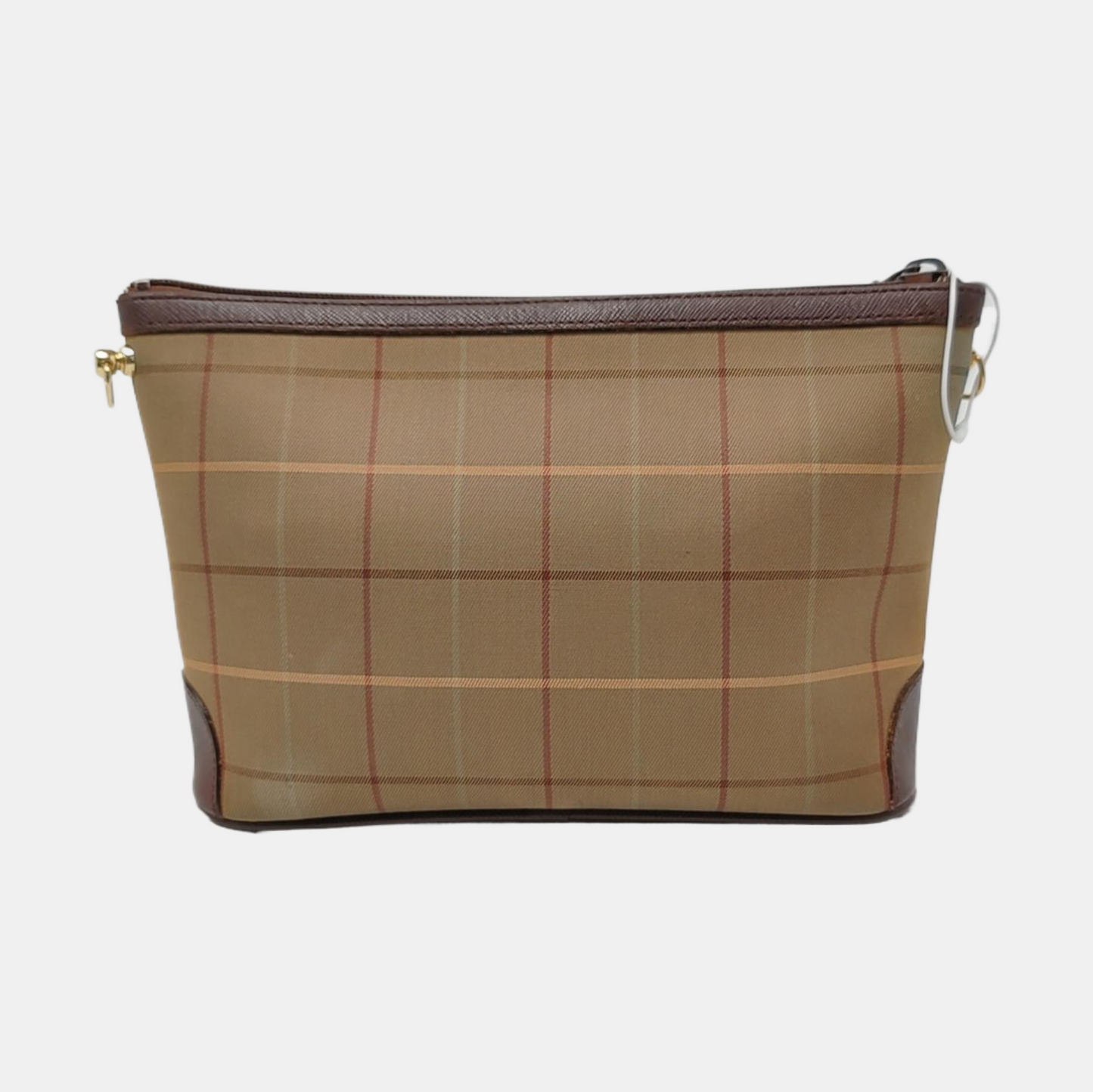 BURBERRY Light Green Canvas Clutch Brown Hardware-(SKU)-959766282