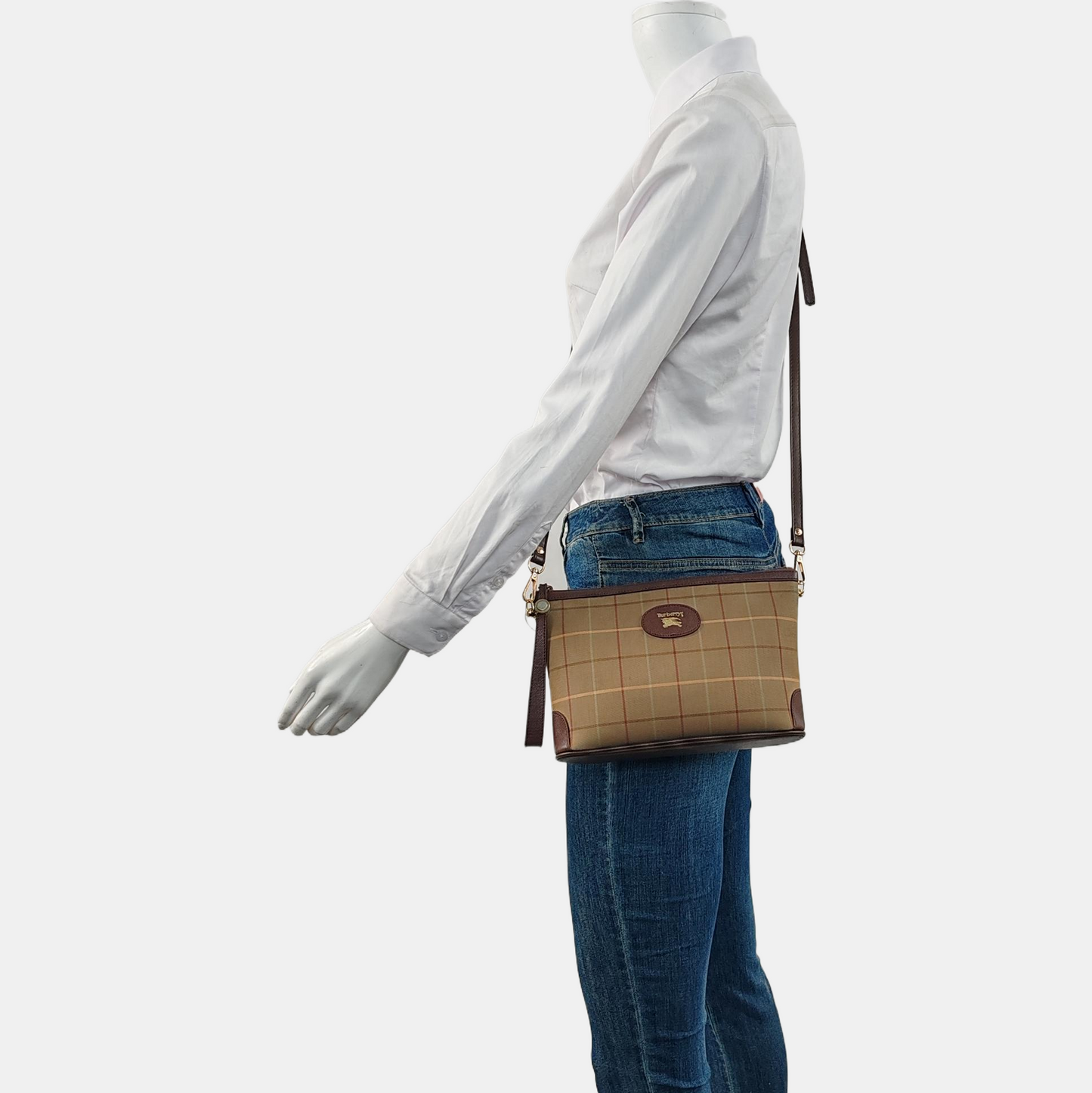 BURBERRY Light Green Canvas Clutch Brown Hardware-(SKU)-959766282