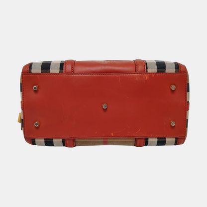 BURBERRY Alchester Red Canvas Handbag Golden hardware-(SKU)-959788155