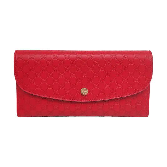 GUCCI Red Cowhide Monogrammed Embossed Wallet Golden hardware-(SKU)-959925038