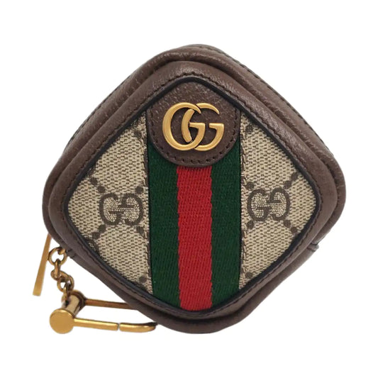 GUCCI Ophidia  Brown Coated Canvas Monogram Striped Ribbon Wallet Golden hardware Complete Accessories-(SKU)-959702243