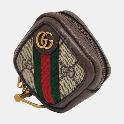 GUCCI Ophidia  Brown Coated Canvas Monogram Striped Ribbon Wallet Golden hardware Complete Accessories-(SKU)-959702243
