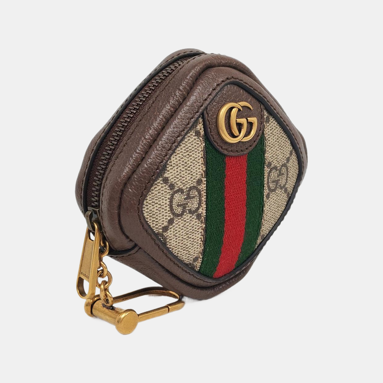 GUCCI Ophidia  Brown Coated Canvas Monogram Striped Ribbon Wallet Golden hardware Complete Accessories-(SKU)-959702243