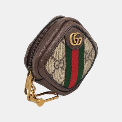 GUCCI Ophidia  Brown Coated Canvas Monogram Striped Ribbon Wallet Golden hardware Complete Accessories-(SKU)-959702243