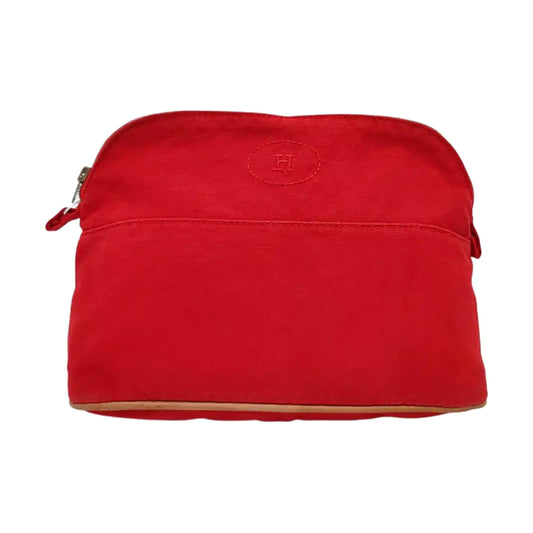 HERMÈS Bolide Medium size Flag Red Canvas Embroidered Handbag Golden hardware-(SKU)-959737695