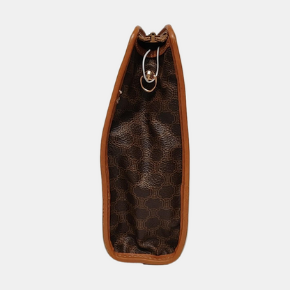 CELINE MACADAM CLUTCHES Brown Coated Canvas Triumph Single Shoulder Bag Handbag Golden hardware-(SKU)-959775760