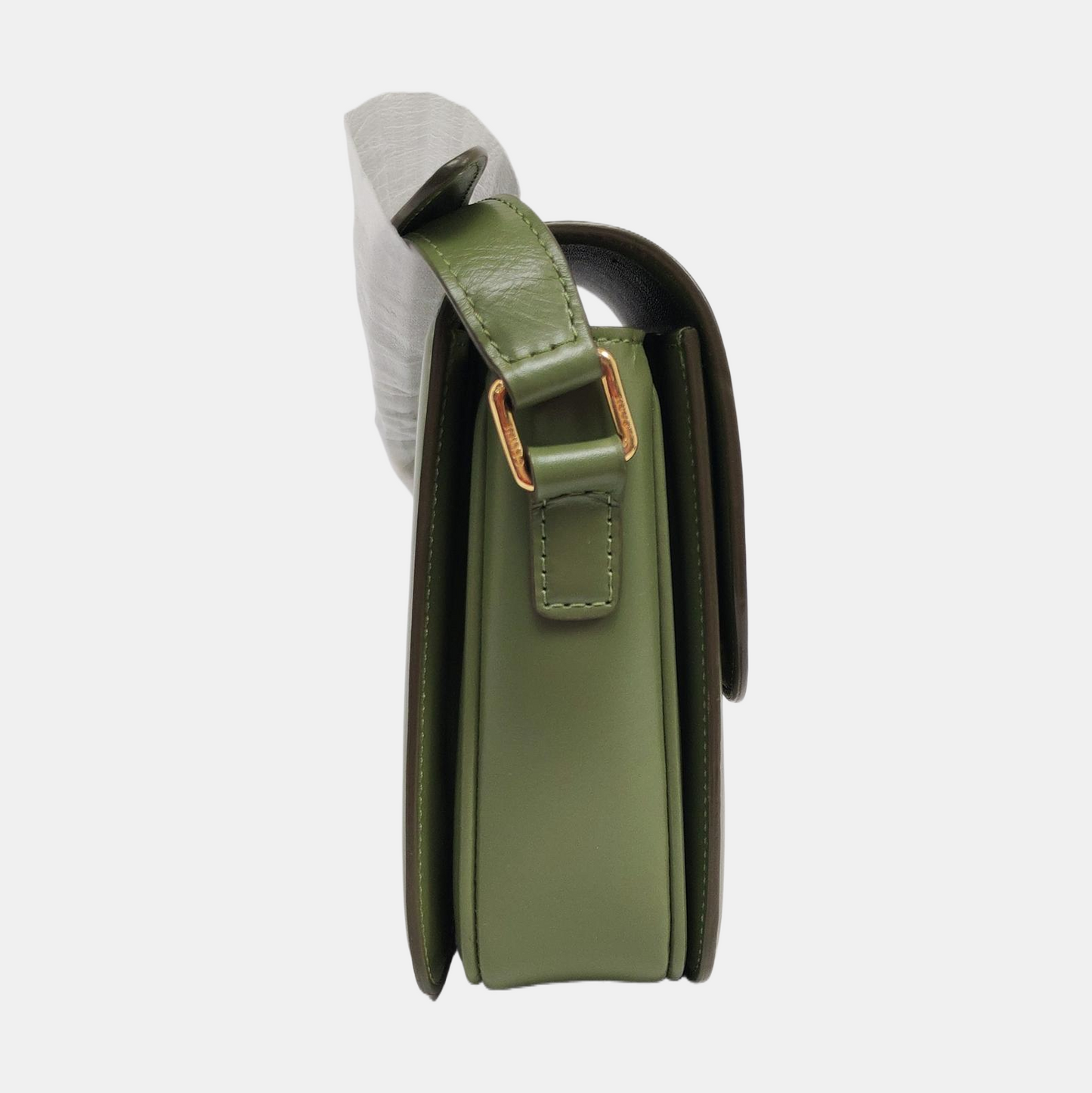 CELINE TRIOMPHE Medium Green Calfskin Shoulder Bag with Gold Hardware-(SKU)-959931687