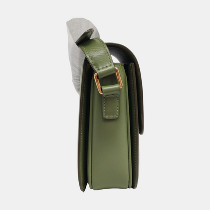CELINE TRIOMPHE Medium Green Calfskin Shoulder Bag with Gold Hardware-(SKU)-959931687