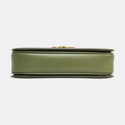 CELINE TRIOMPHE Medium Green Calfskin Shoulder Bag with Gold Hardware-(SKU)-959931687