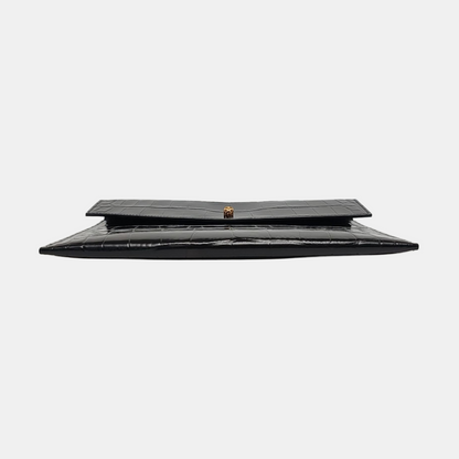 Alexander McQUEEN Black cowhide embossed clutch bag Golden hardware-(SKU)-959869628