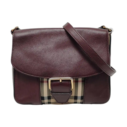 BURBERRY Burgundy cowhide crossbody single shoulder bag Golden hardware-(SKU)-959938783
