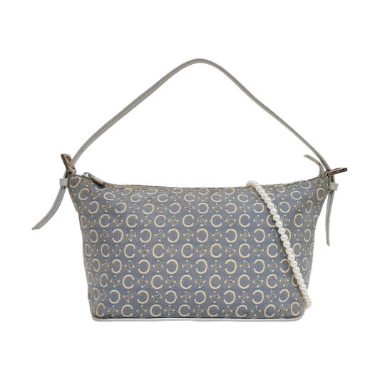 CELINE Light blue canvas triumph handbag Silver Hardware Removable shoulder strap-(SKU)-959238155