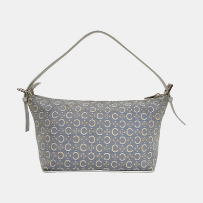 CELINE Light blue canvas triumph handbag Silver Hardware Removable shoulder strap-(SKU)-959238155