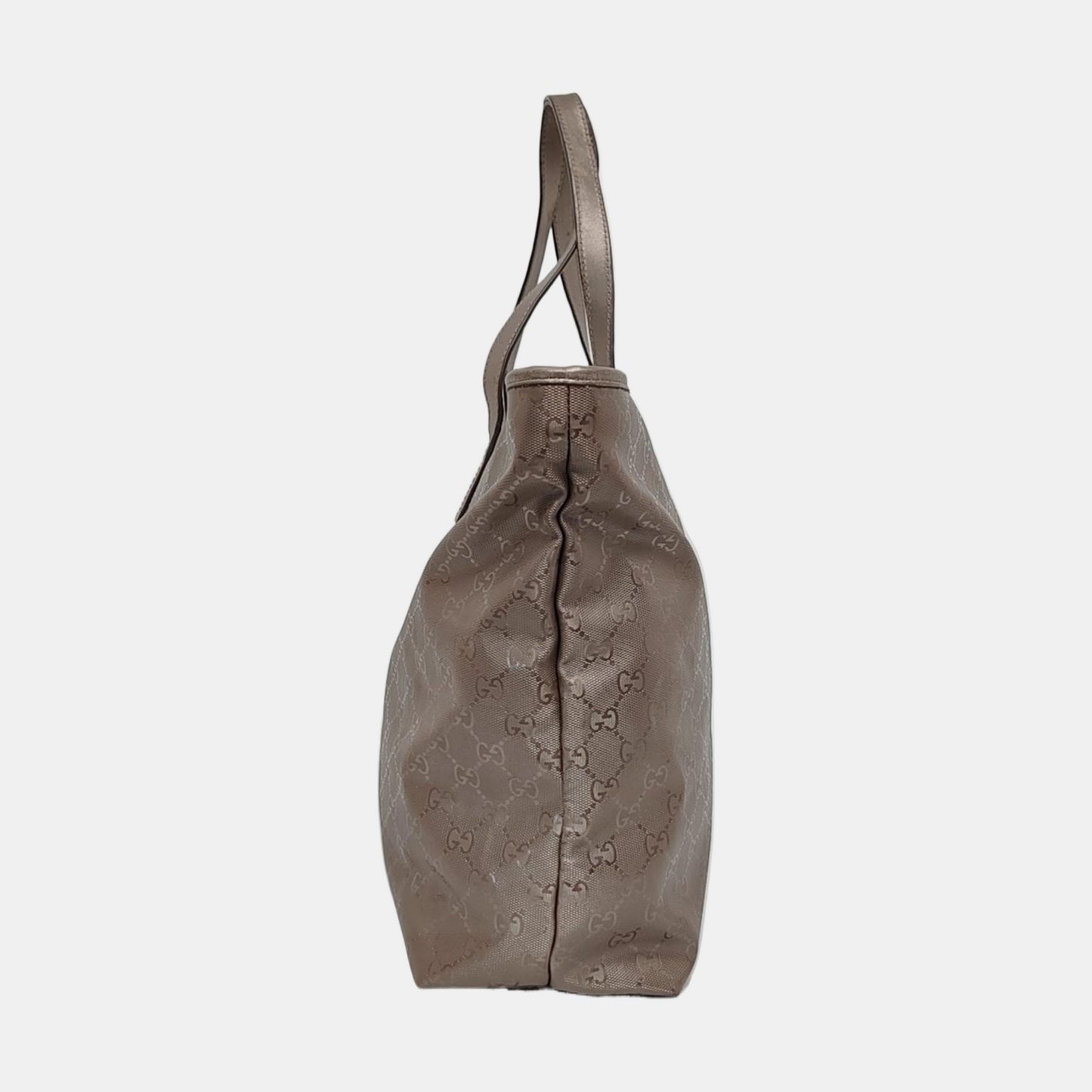 GUCCI GG Imprime Gray coated canvas monogram handbag, shoulder bag Silver Hardware-(SKU)-959892068