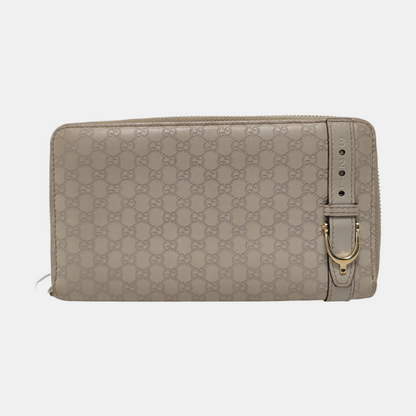 GUCCI Gray Cowhide Monogrammed Embossed Wallet Golden hardware-(SKU)-959914581