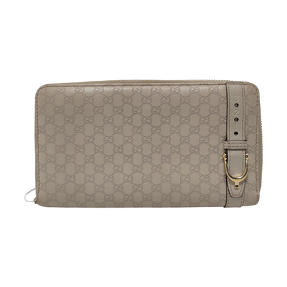 GUCCI Gray Cowhide Monogrammed Embossed Wallet Golden hardware-(SKU)-959914581