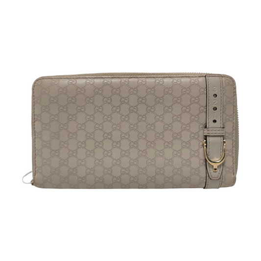 GUCCI Gray Cowhide Monogrammed Embossed Wallet Golden hardware-(SKU)-959914581