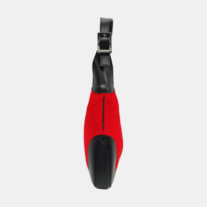 GUCCI Bardot Red suede single shoulder bag Black hardware-(SKU)-947350422