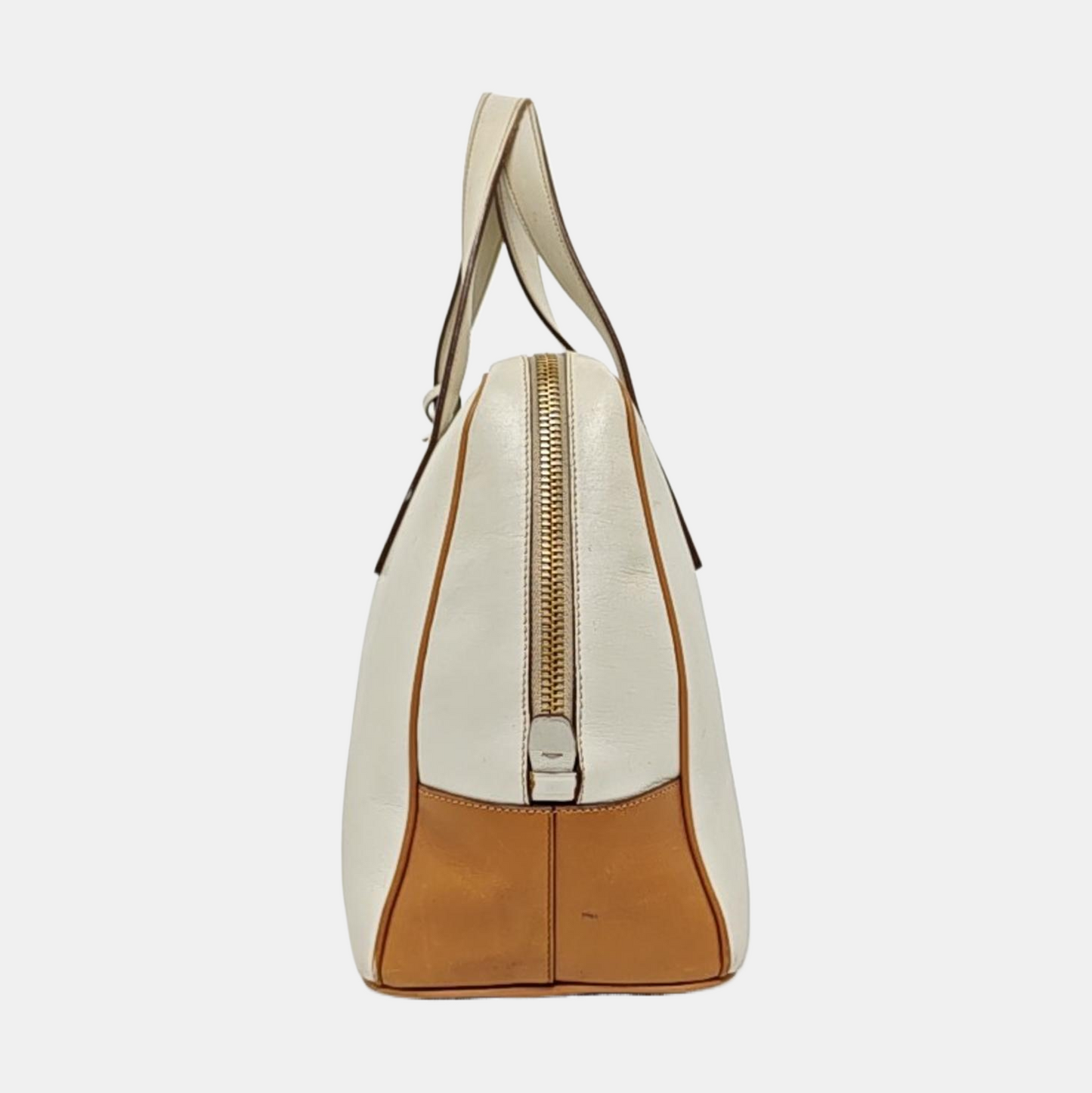 PRADA White Leather Monogrammed Tote Bag Golden hardware-(SKU)-960002423
